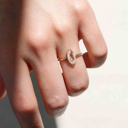 East To West Champagne Step Oval Cut Lab Grown Diamond Ring,