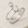 Bezel Set Three Stone Lab Diamond Wedding Band For Her