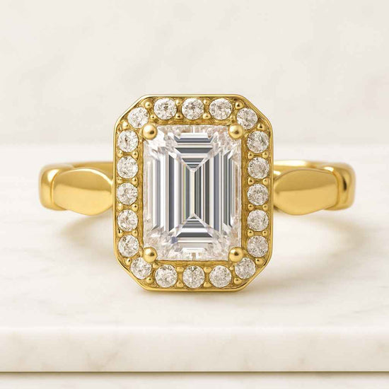 East To West Emerald Cut Diamond Engagement Ring Emerald Cut Genuine Lab Grown Diamond Ring