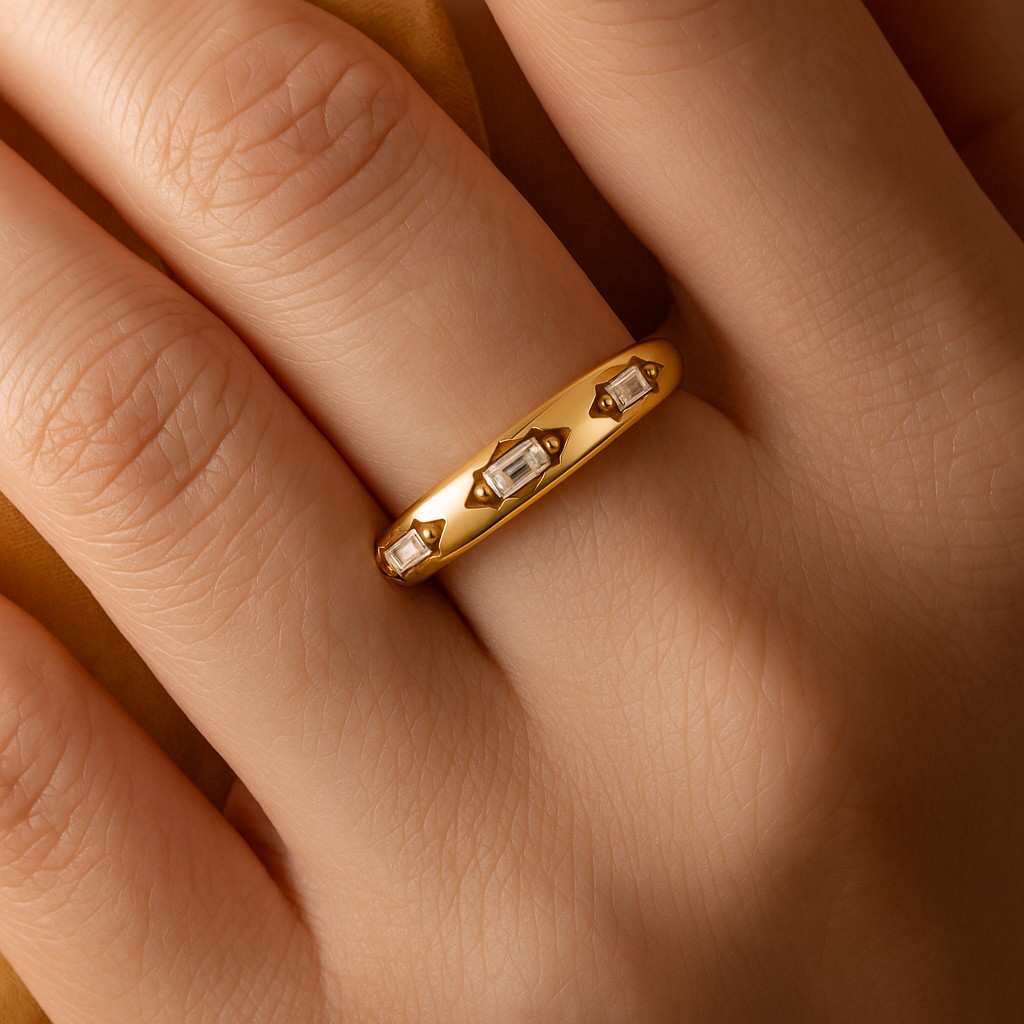 East To West Oval Diamond Wedding Band Radiant and Emerald Cut Moissanite Band For Bride