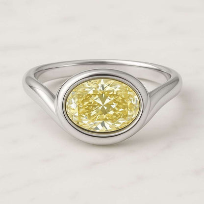 East West Diamond Ring Oval Solitaire Ring IGI Certified EVVS2 Lab Diamond Engagement Ring
