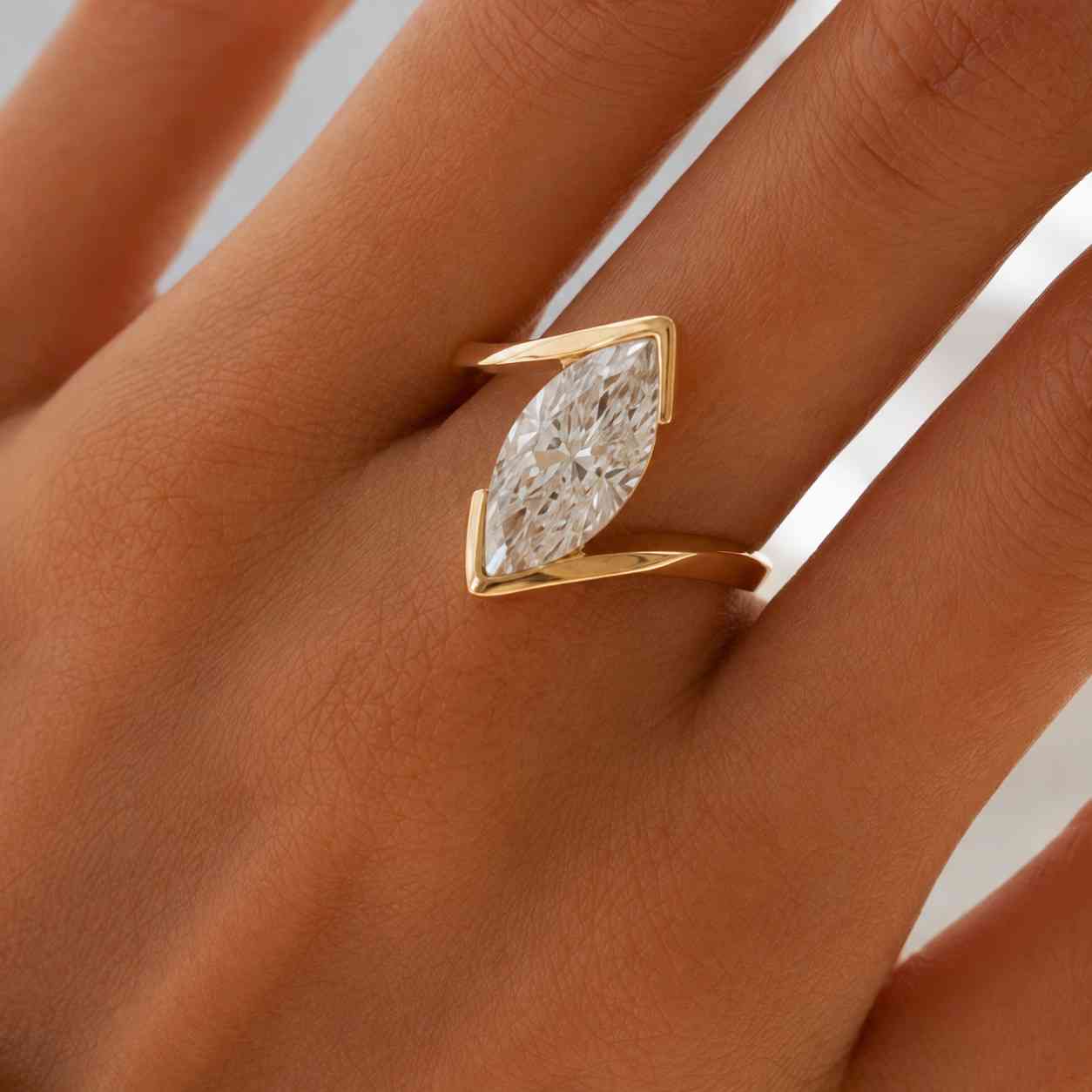 east west marquise lab-grown diamond engagement ring marquise ring for her solid gold ring for her