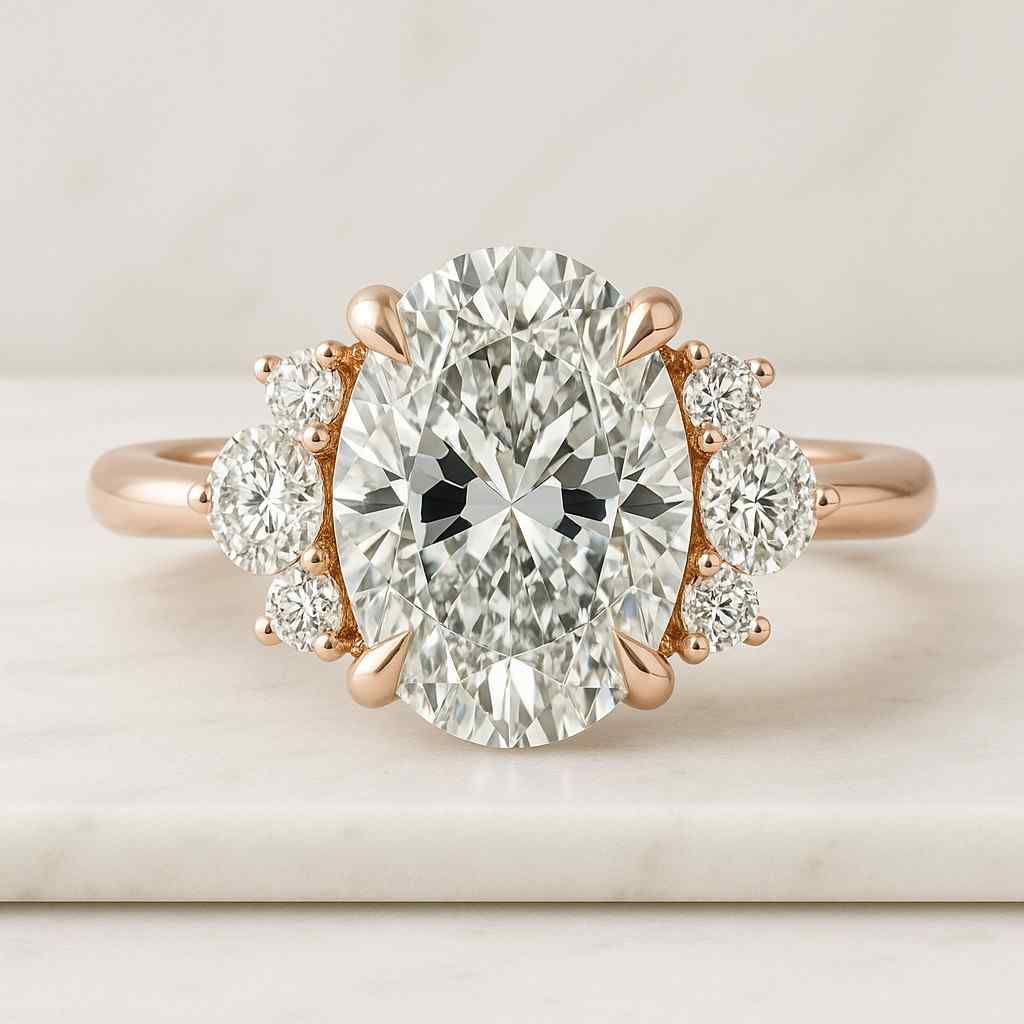 east west oval cut lab grown diamond solitaire ring 18k gold bypass design perfect engagement ring