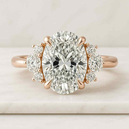 East West Oval Cut Lab Grown Diamond Solitaire Ring 18K Gold Bypass Design Perfect Engagement Ring