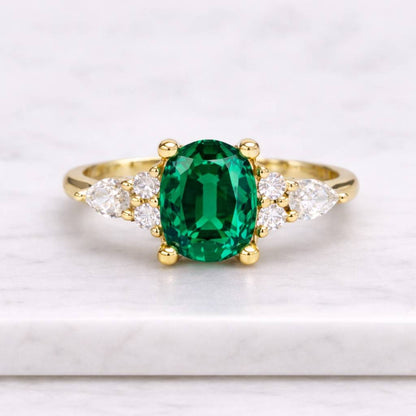 East West Oval Cut Moissanite Ring • Solitaire Engagement Ring • Solid Gold or Platinum
