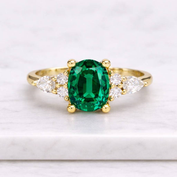 East West Oval Cut Moissanite Ring • Solitaire Engagement Ring • Solid Gold or Platinum
