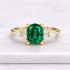 Oval Cut Emerald Three Stone Ring in 14K Gold