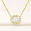 Halo Oval Cut Moissanite Necklace In 14K Gold