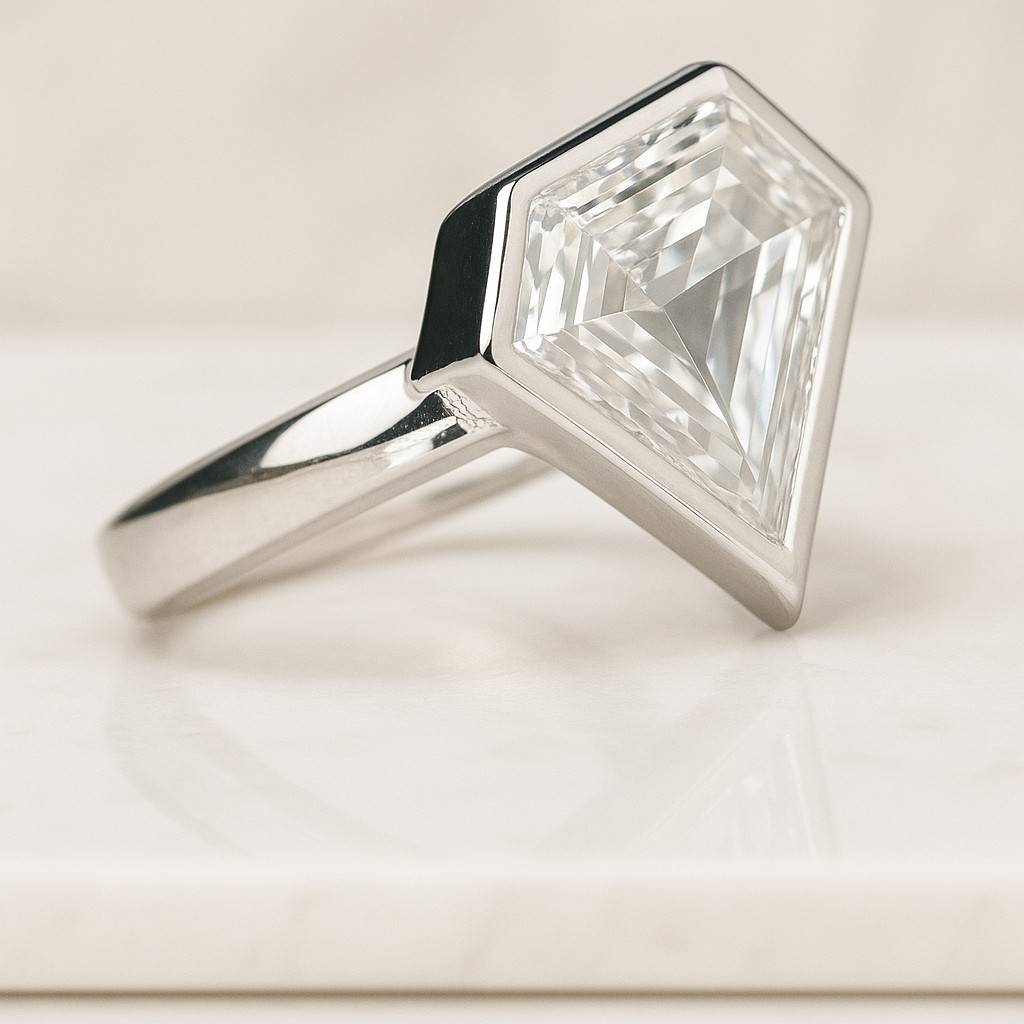 East to West Shield lab grown Ring 14k Gold Baguette Bezel Solitaire Anniversary Gift for Women Engagement Ring