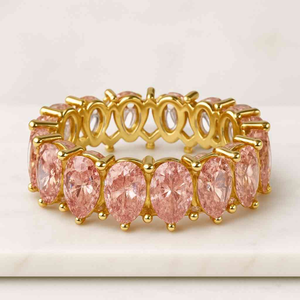 Pear Cut Diamond Eternity Band 14k Gold Full Eternity Ring Dainty Wedding Band  Anniversary Ring Unique Stacking Band