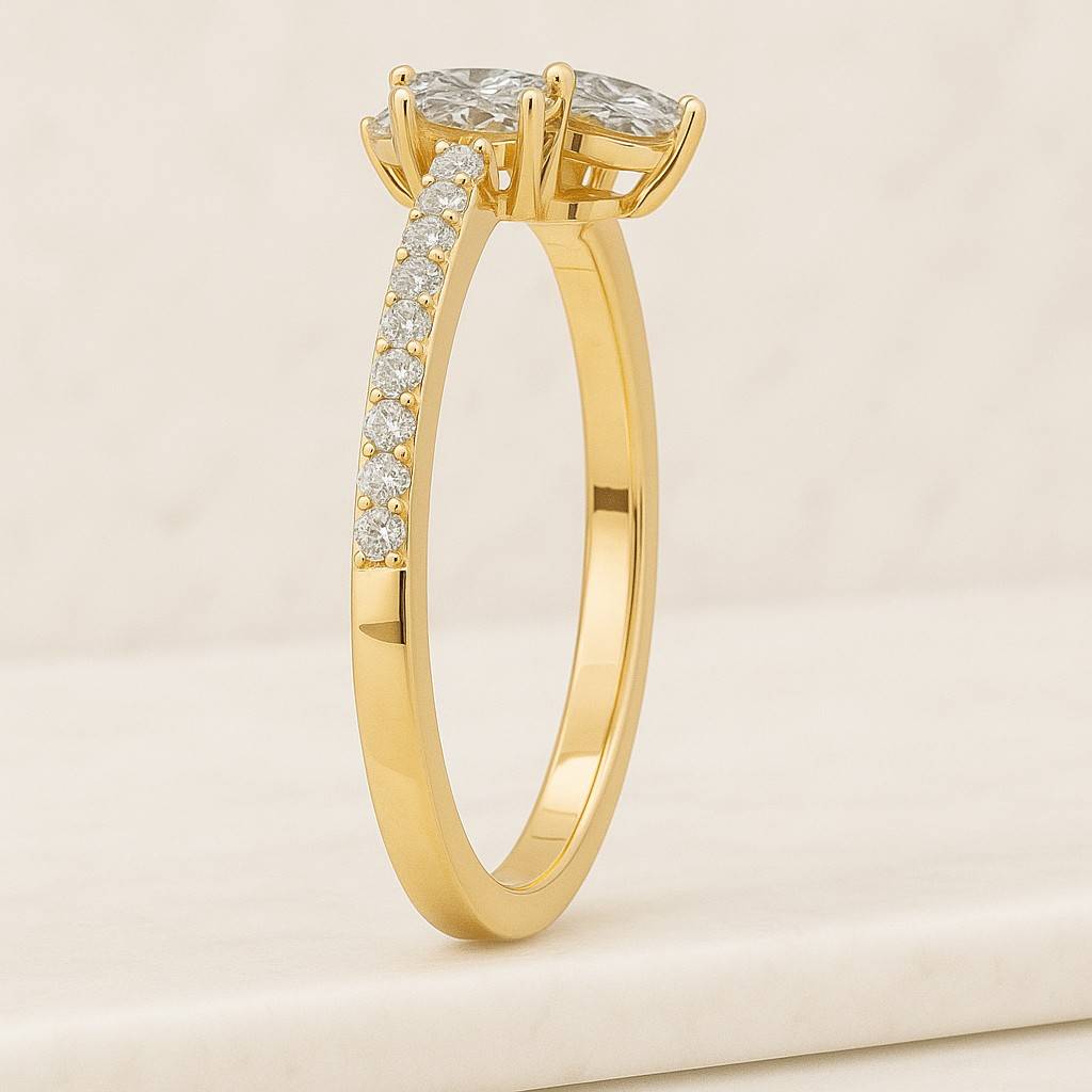 Eco Friendly Diamond French Cut Pave Shank Ring