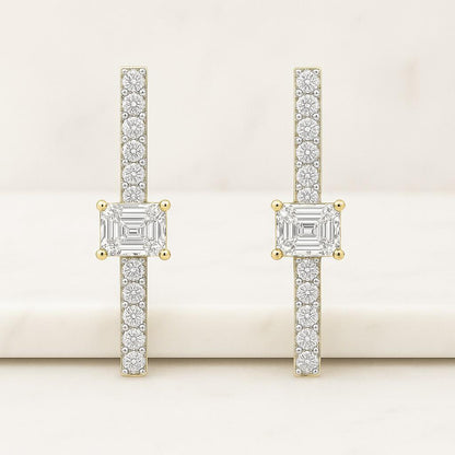 Elegant 18K Gold Emerald Hoops Green Emerald Huggie Earrings  Fine Jewelry Gift for Her Classic Gold and Diamond Accent Earring