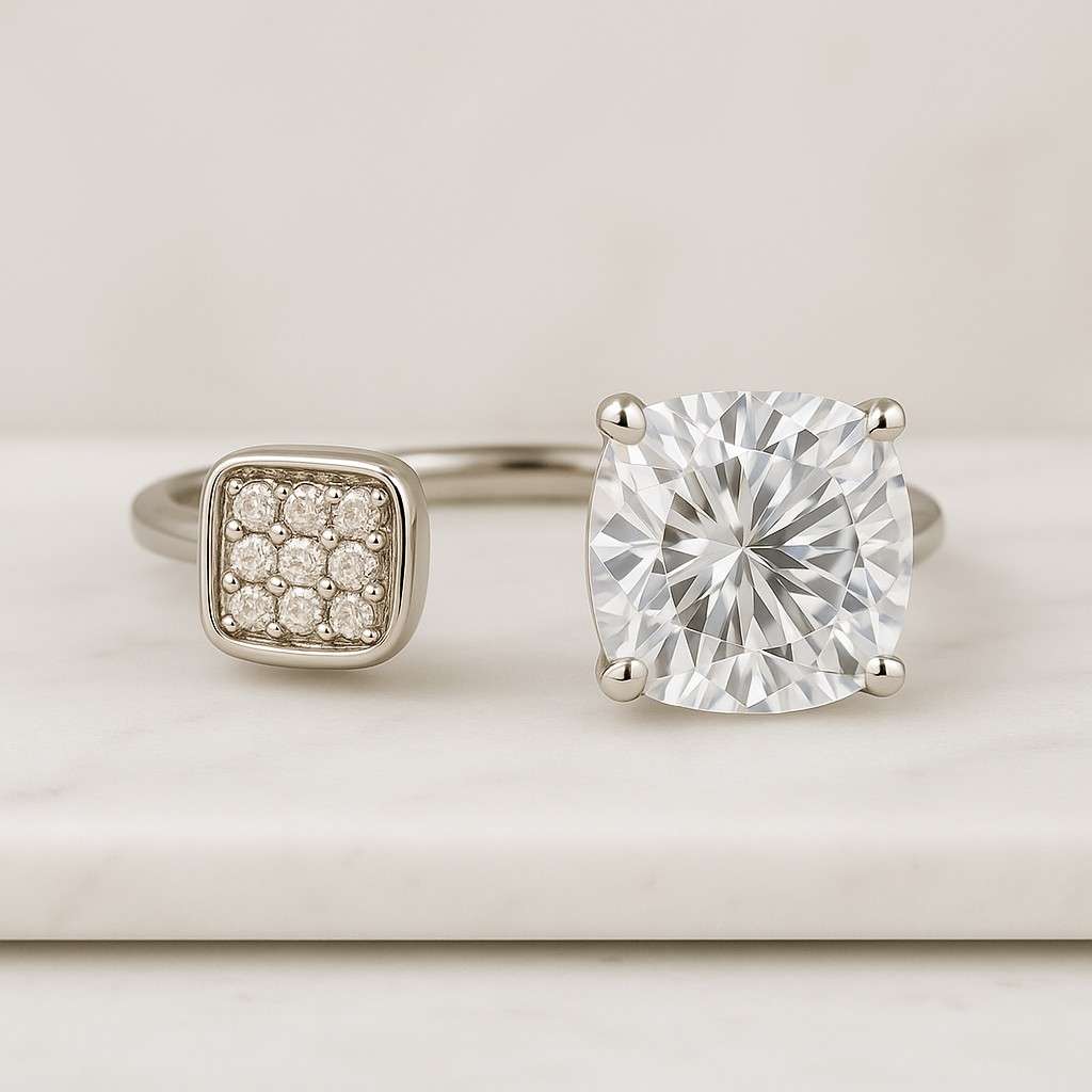 Elegant 5.50 TCW Princess With Pear Cut Moissanite Toi Et Moi Platinum Ring