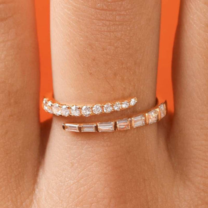 Elegant Bypass Thumb Ring, 14k Solid Gold Plain Wrap Rings for Women Adjustable Wire Band Thin Open Band Ring Chic Everyday Wear Ring