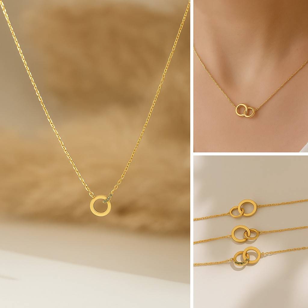elegant interlocking circle necklace for women minimalist linked rings pendant for everyday wear and special occasions