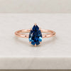 Pear Cut Blue Sapphire Solitaire Ring in Rose Gold