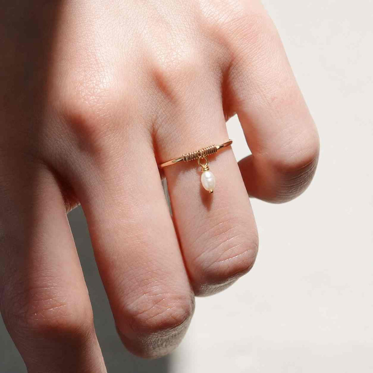 elegant pear cut lab grown diamond dangle charm ring 14k gold minimalist solitaire promise stacking dainty fine jewellery gift for women
