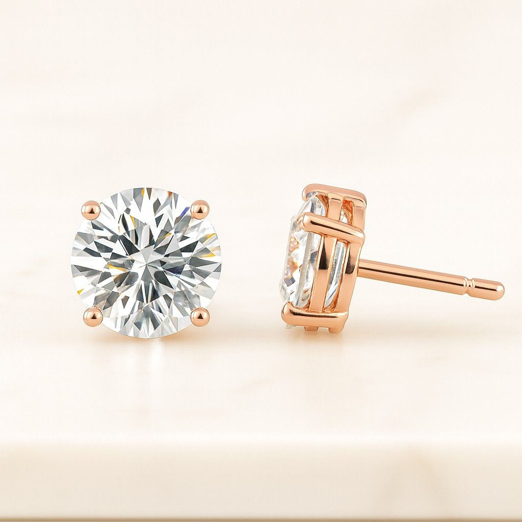 Elegant Round Cut Diamond Stud Earrings – Sustainable Lab Grown Jewelry