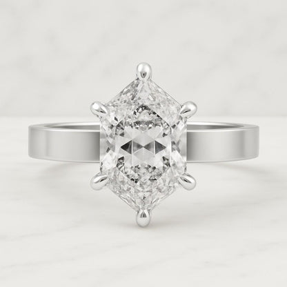Anniversary Gift Ring for Women Elongated Hexagon Cut Diamond Ring