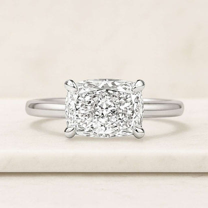 Elongated Cushion Diamond Engagement Ring Solitaire Cushion Anniversary Ring 4 Claw Prong Set Ring Genuine Lab Grown Diamond Proposal Ring