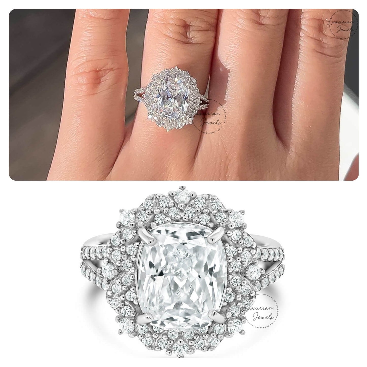 Elongated Cushion Cut Diamond Ring For Her