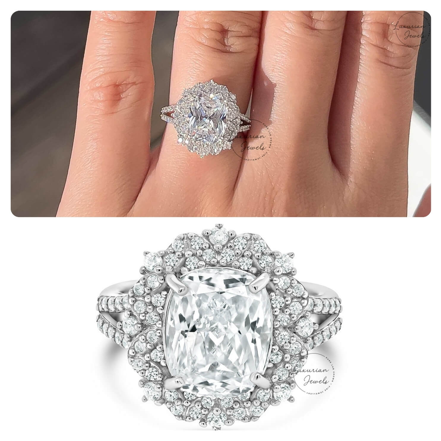 Elongated Cushion Cut Diamond Ring For Her