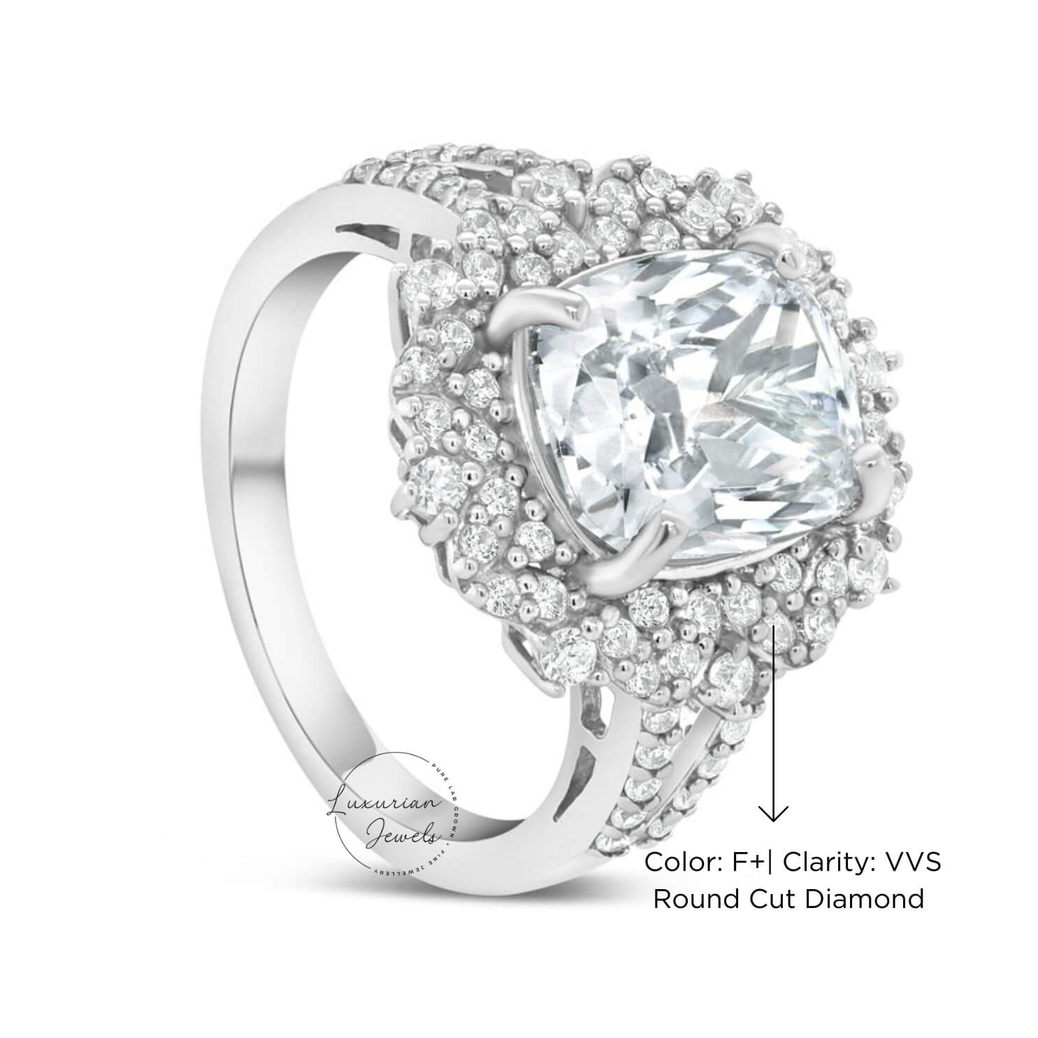 Elongated Cushion Cut Diamond Ring In 10k Gold