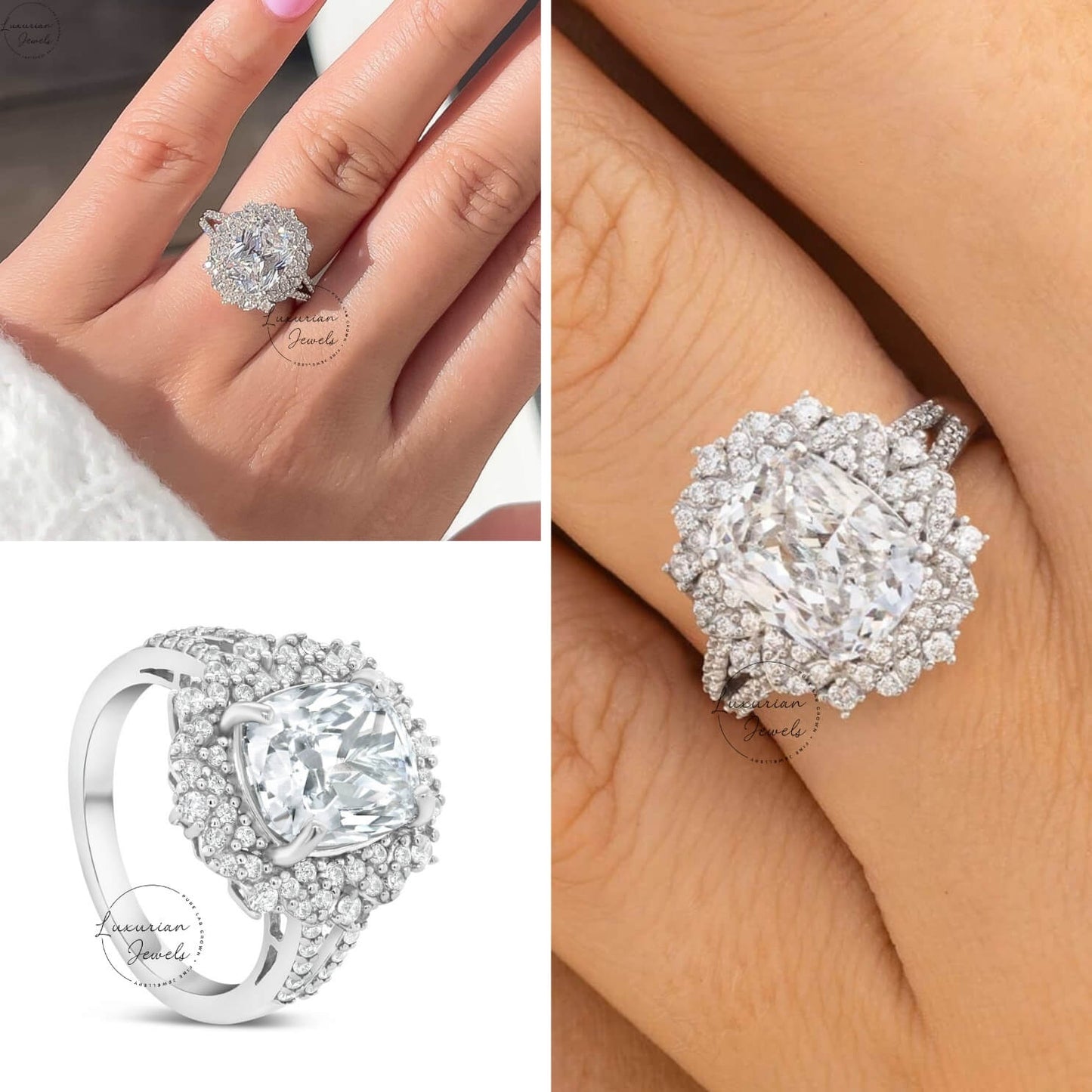 Elongated Cushion Cut Diamond Ring In 14k Gold