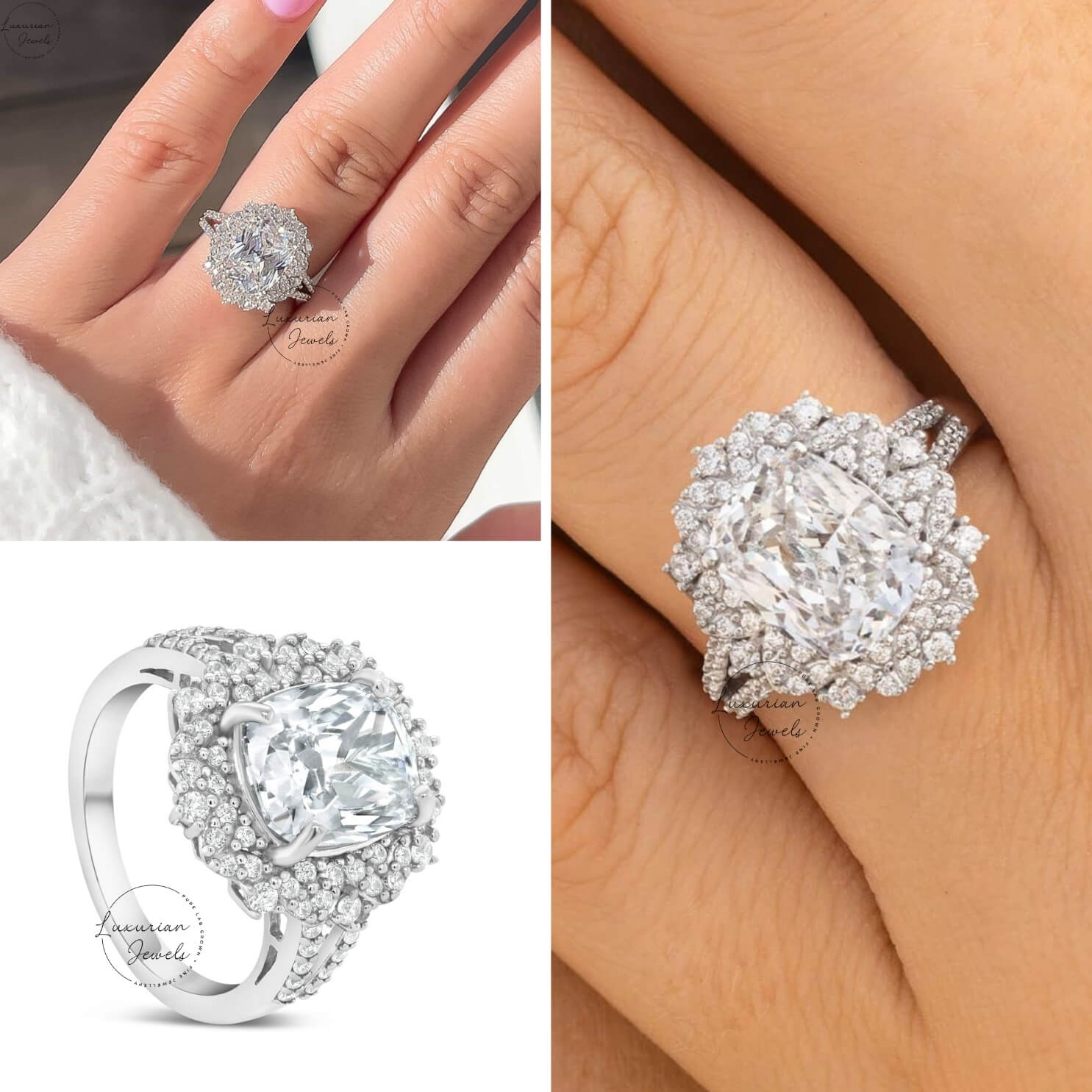 Elongated Cushion Cut Diamond Ring In 14k Gold