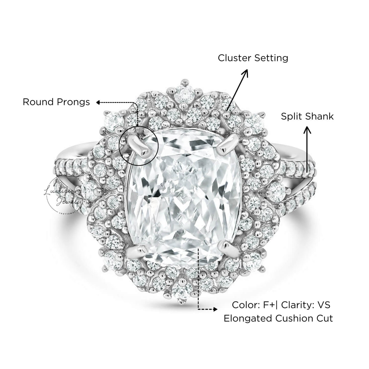 Elongated Cushion Cut Diamond Ring In 18k Gold
