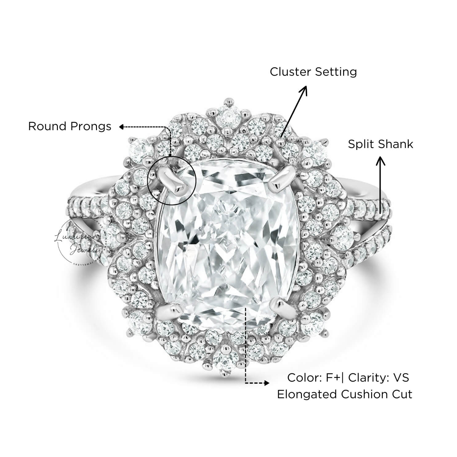 Elongated Cushion Cut Diamond Ring In 18k Gold