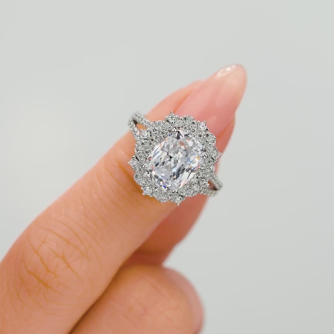 Elongated Cushion Cut Vintage Diamond Ring