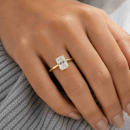 Elongated Cushion Diamond Engagement Ring Solitaire Cushion Anniversary Ring 4 Claw Prong Set Ring Genuine Lab Grown Diamond Proposal Ring