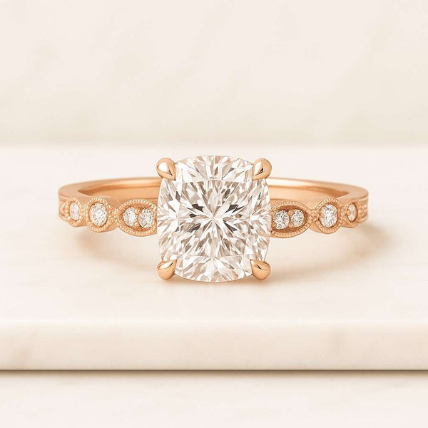 Elongated Cushion Diamond Engagement Ring Solitaire Cushion Anniversary Ring 4 Claw Prong Set Ring