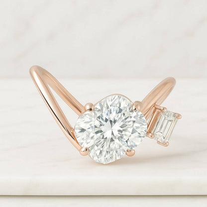 Elongated Cushion Diamond Engagement Ring Solitaire Cushion Anniversary Ring 4 Claw Prong Set Ring Genuine Lab Grown Diamond Proposal Ring