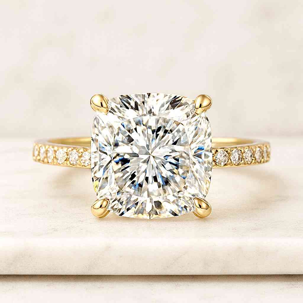 Elongated Cushion Diamond Engagement Ring Solitaire Cushion Anniversary Ring 4 Claw Prong Set Ring