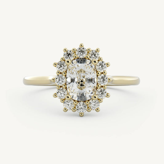 Elongated Cushion Halo Engagement Ring
