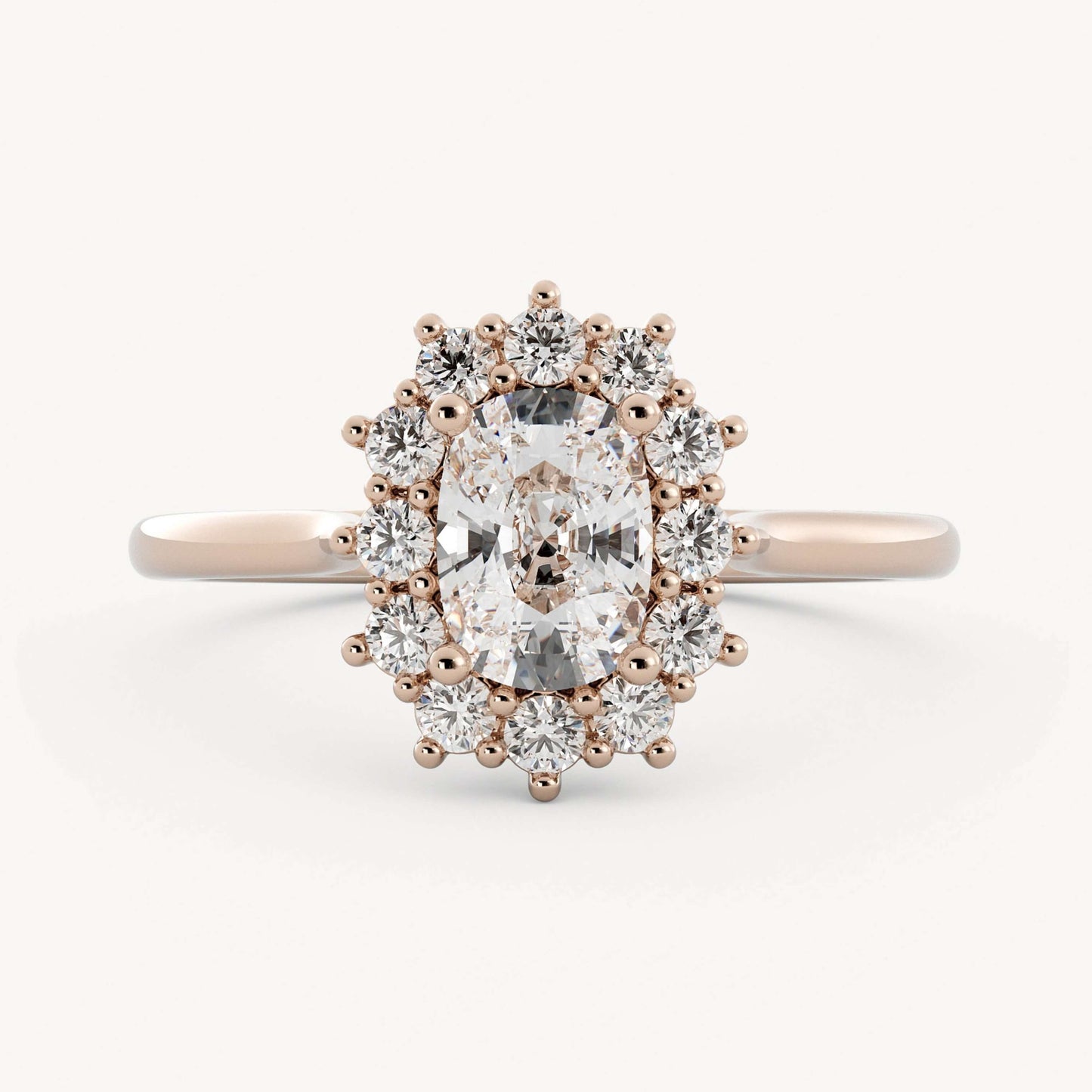 Elongated Cushion Halo Ring Gift For Mom