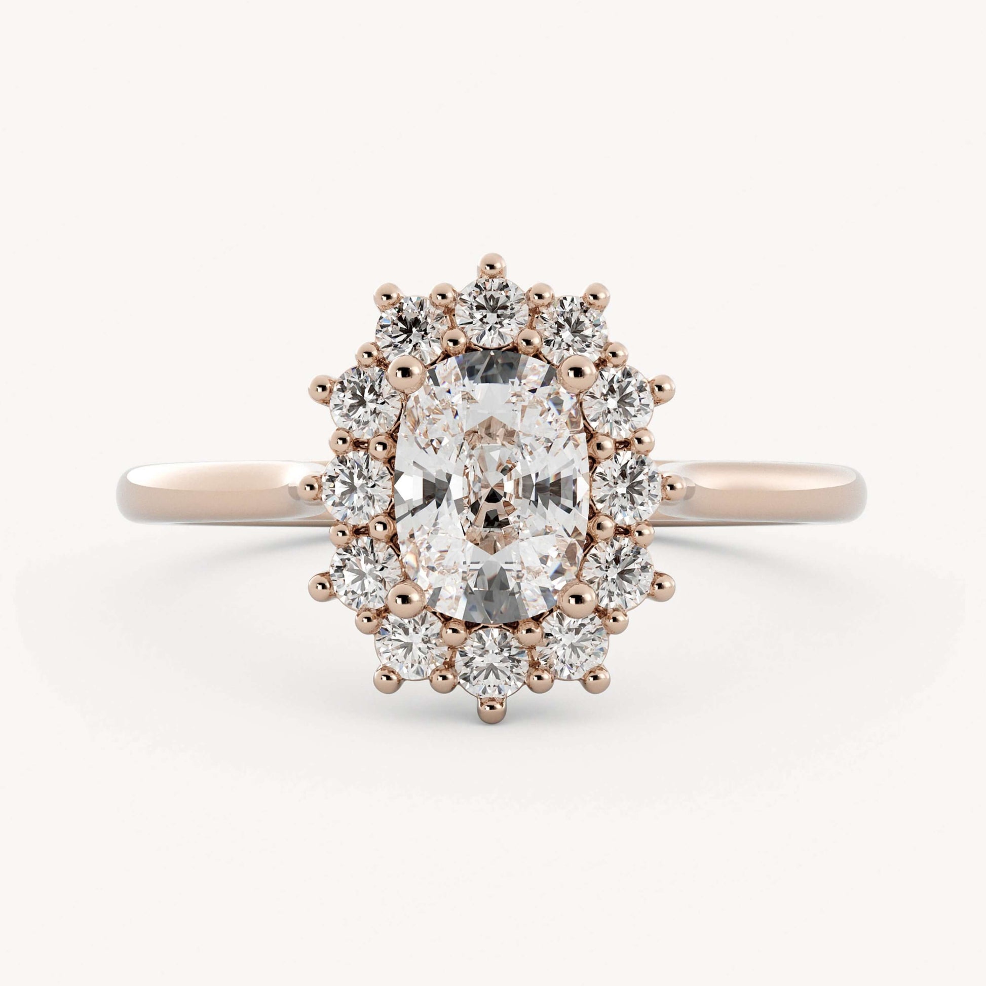 Elongated Cushion Halo Ring Gift For Mom
