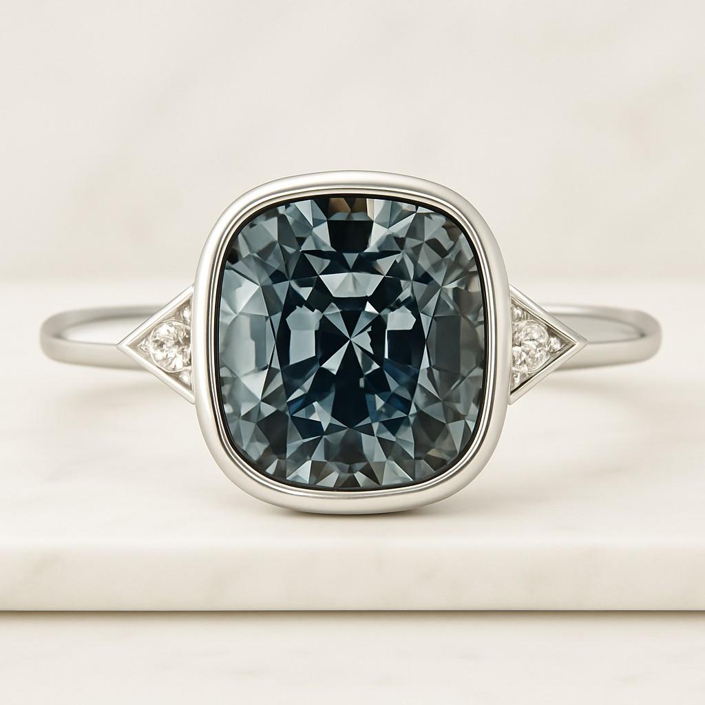 Elongated Cushion Modified Lab Grown Diamond Engagement Ring 2.5ct Green Tourmaline engagement ring white gold diamond wedding band cushion cut green Tourmaline ring anniversary ring promise ring