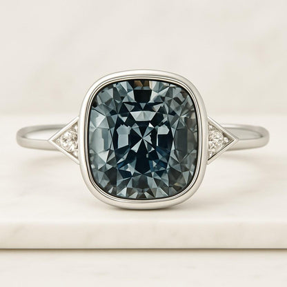 Elongated Cushion Modified Lab Grown Diamond Engagement Ring 2.5ct Green Tourmaline engagement ring white gold diamond wedding band cushion cut green Tourmaline ring anniversary ring promise ring