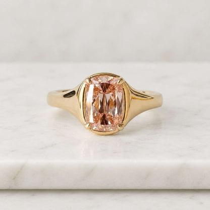 3.63 CT Champagne Elongated Cushion Cut Moissanite Engagement Ring, Yellow Gold Ring, Straight Shank Solitaire Bridal Ring

