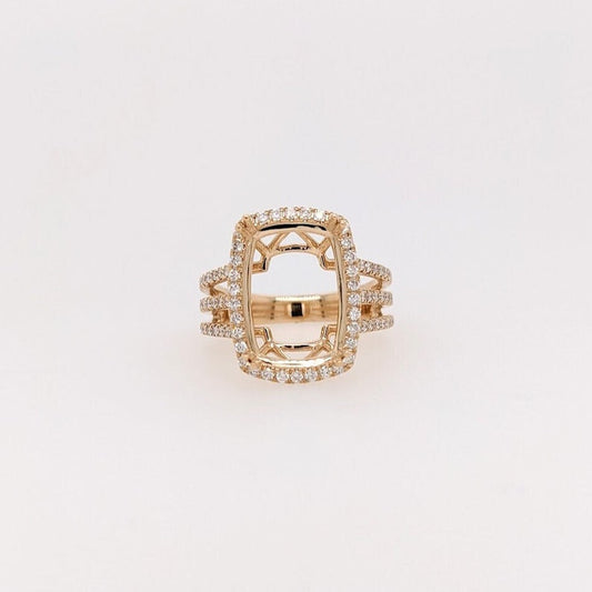 Elongated Cushion Shape Semi Mount Ring