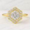 0.75 CT Hexagon Salt And Pepper Diamond Halo Engagement Ring