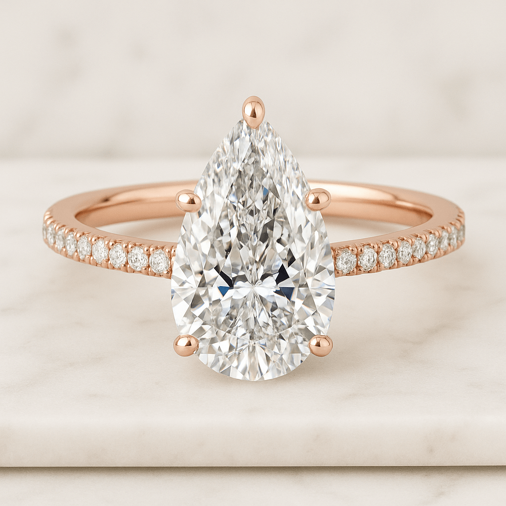 Elongated Hexagon Diamond Engagement Ring in Yellow Gold - Geometric Style Jewelry