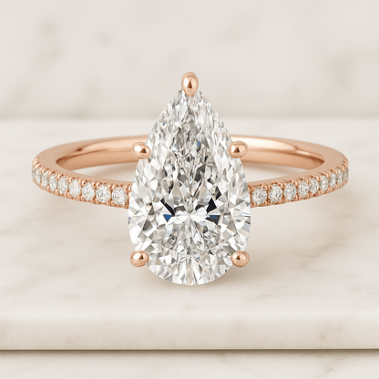 Elongated Hexagon Diamond Engagement Ring in Yellow Gold - Geometric Style Jewelry