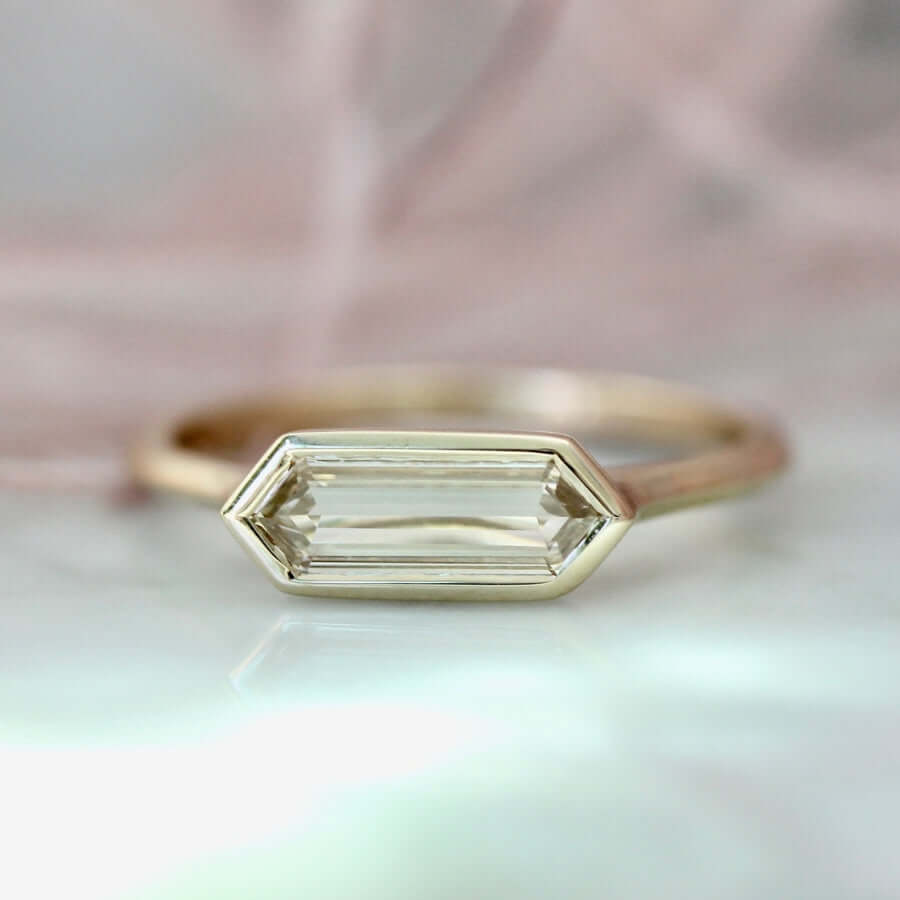 Elongated Hexagon Step Cut Lab Grown Diamond Ring,