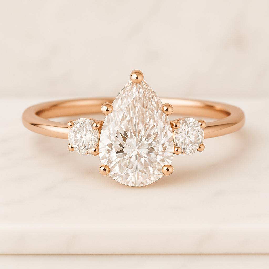elongated pear cut 14k yellow gold wedding ring curvy band gift for women diamond solitaire engagement ring