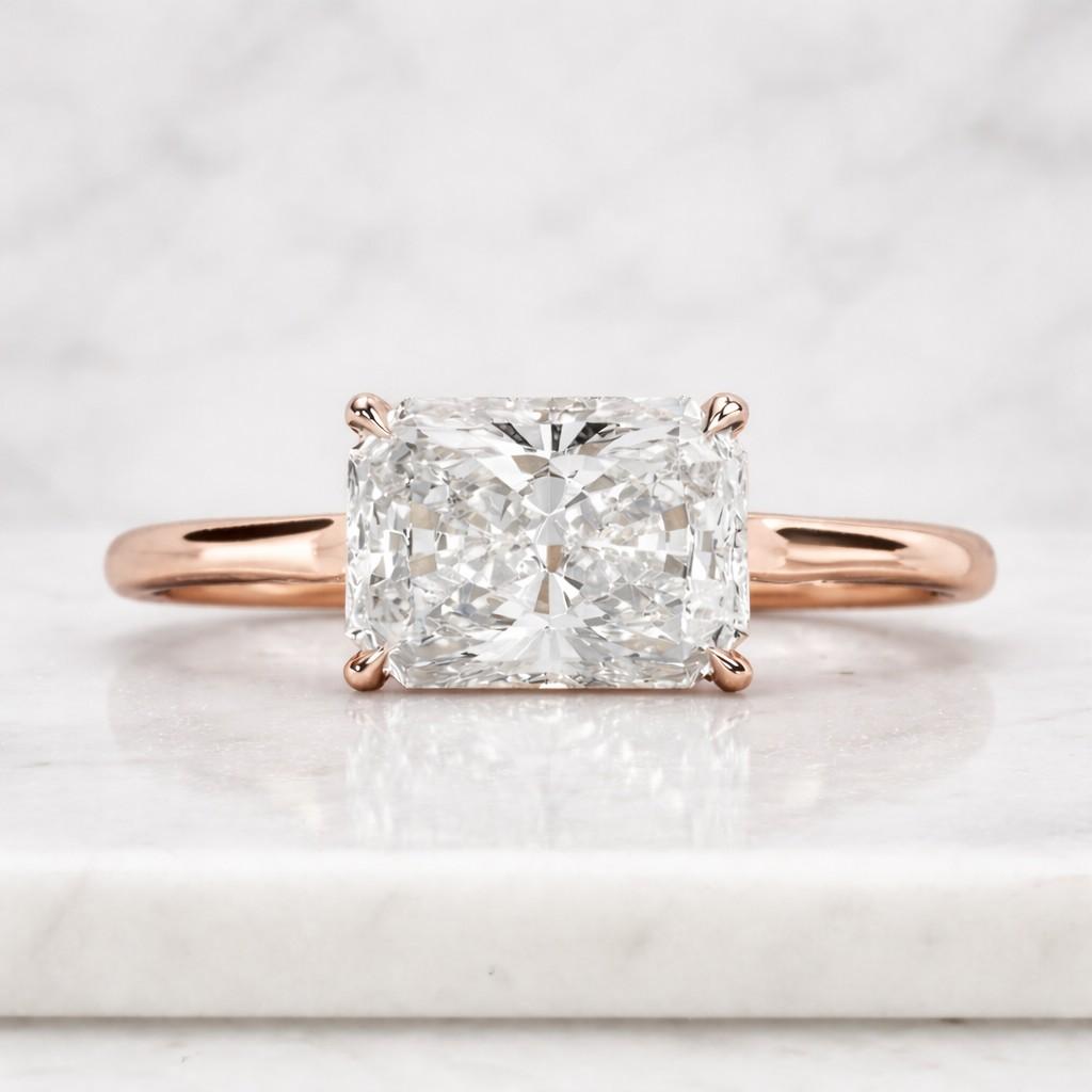Elongated Radiant Cut Lab Grown Diamond Solitaire Engagement Ring