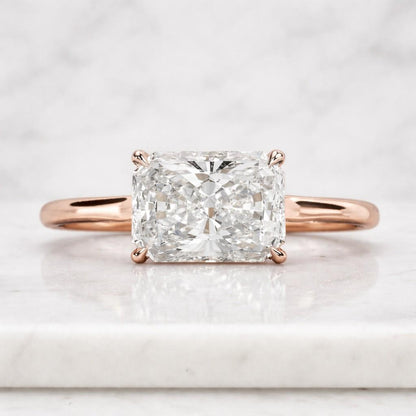 Elongated Radiant Cut Lab Grown Diamond Solitaire Engagement Ring
